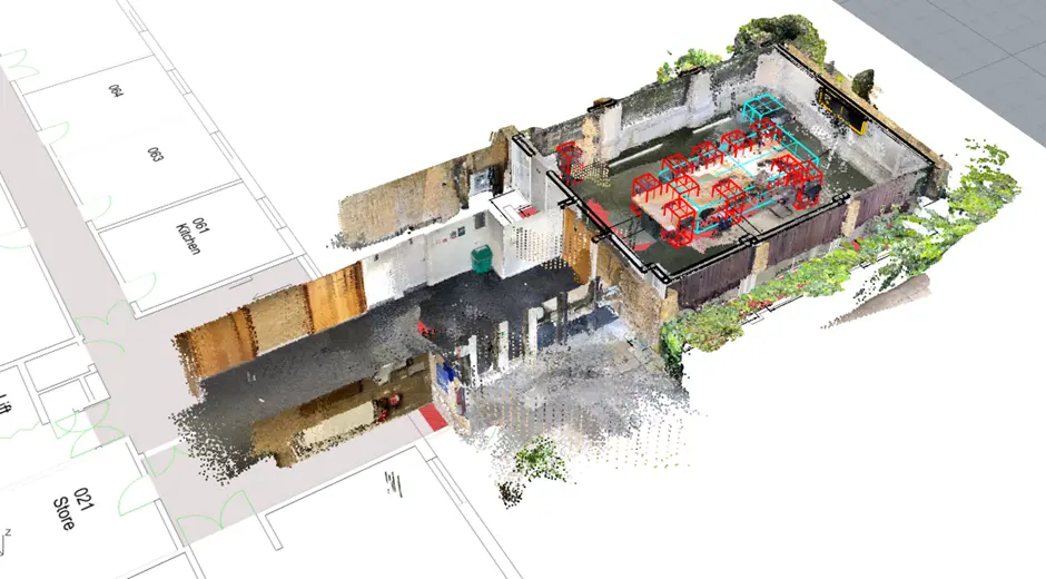 Proof of concept, combining scan of commercial building with existing building plans using using the BuildAudIt Platform